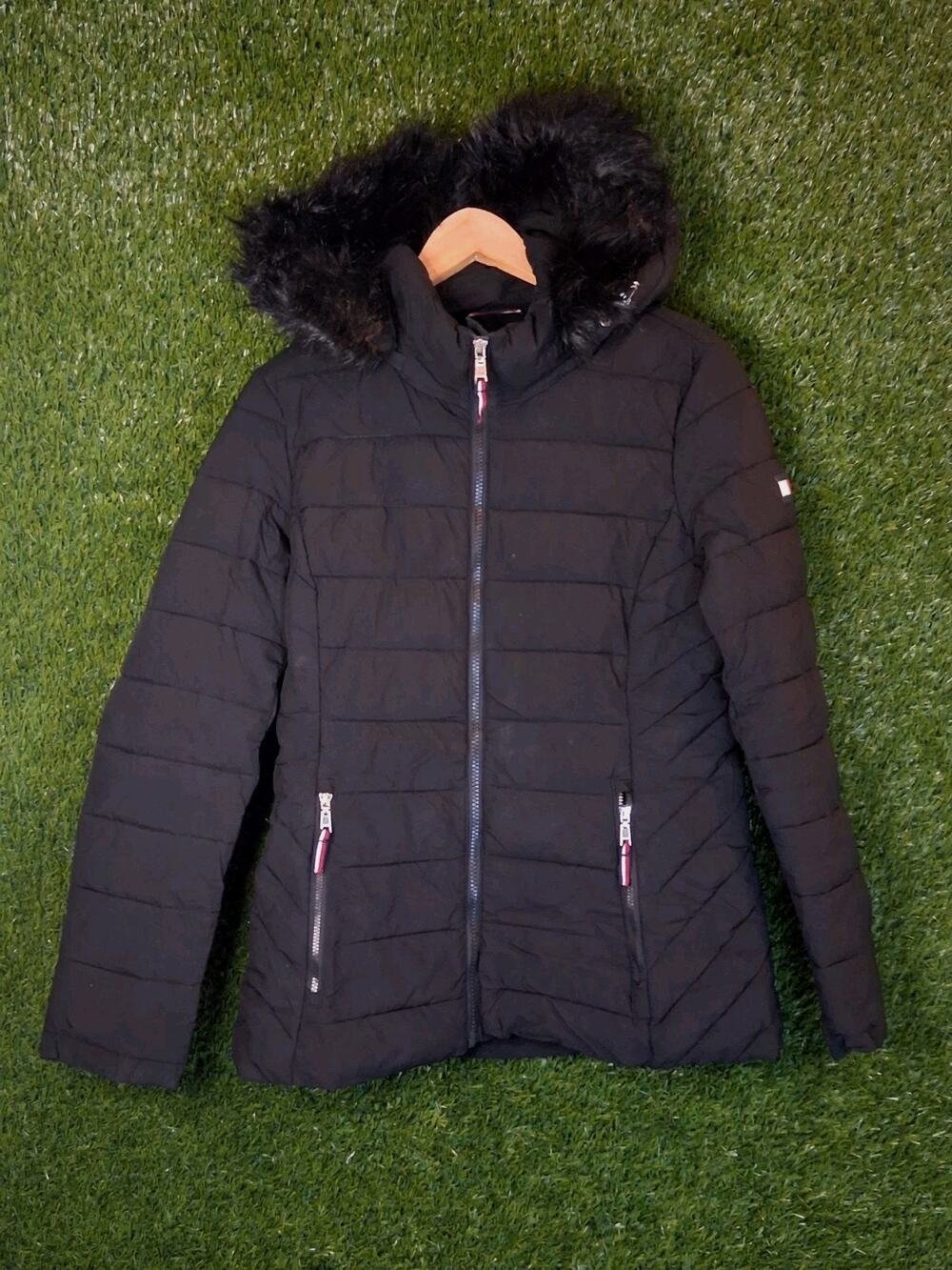 Tommy Hilfiger TH Flex Women's Small Black Quilted Puffer Jacket Water Resistant